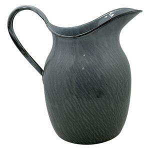 Grey Mottled Water Pitcher Rare Antique Agate Graniteware L & G Mfg Co Farmhouse